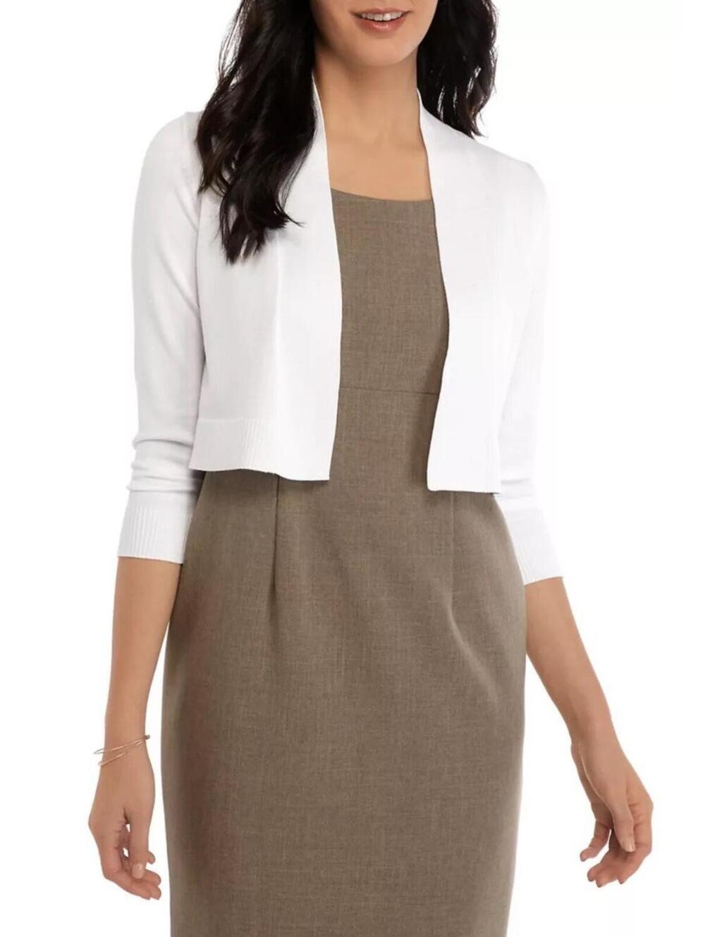 CALVIN KLEIN NWT Women’s 3/4 Sleeve Shrug In White-Size Small